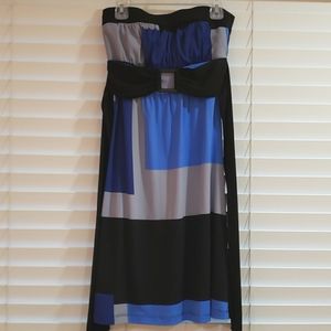 Blue Color Block Dress